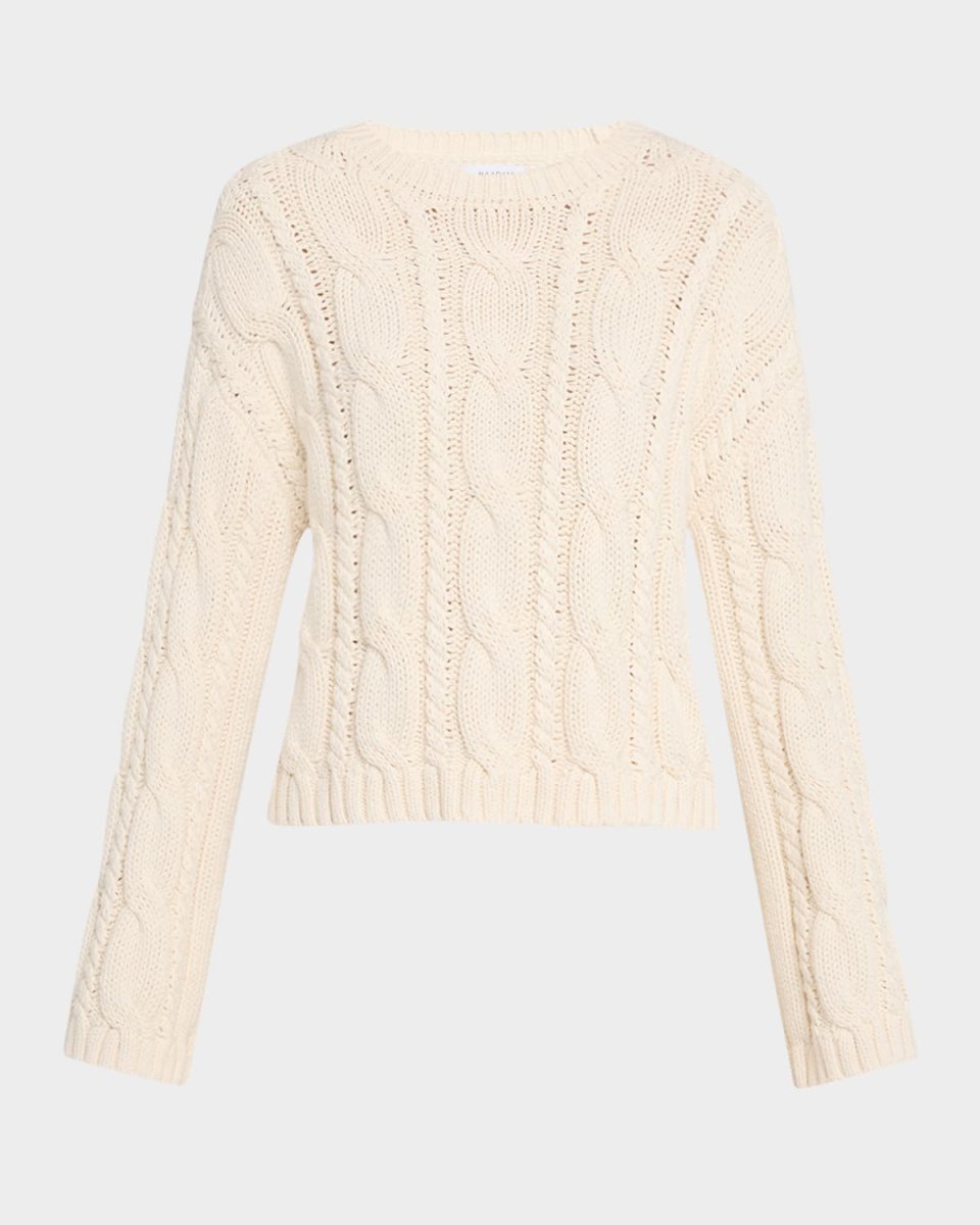 Cable-Knit Luxe Cotton Crewneck Sweater